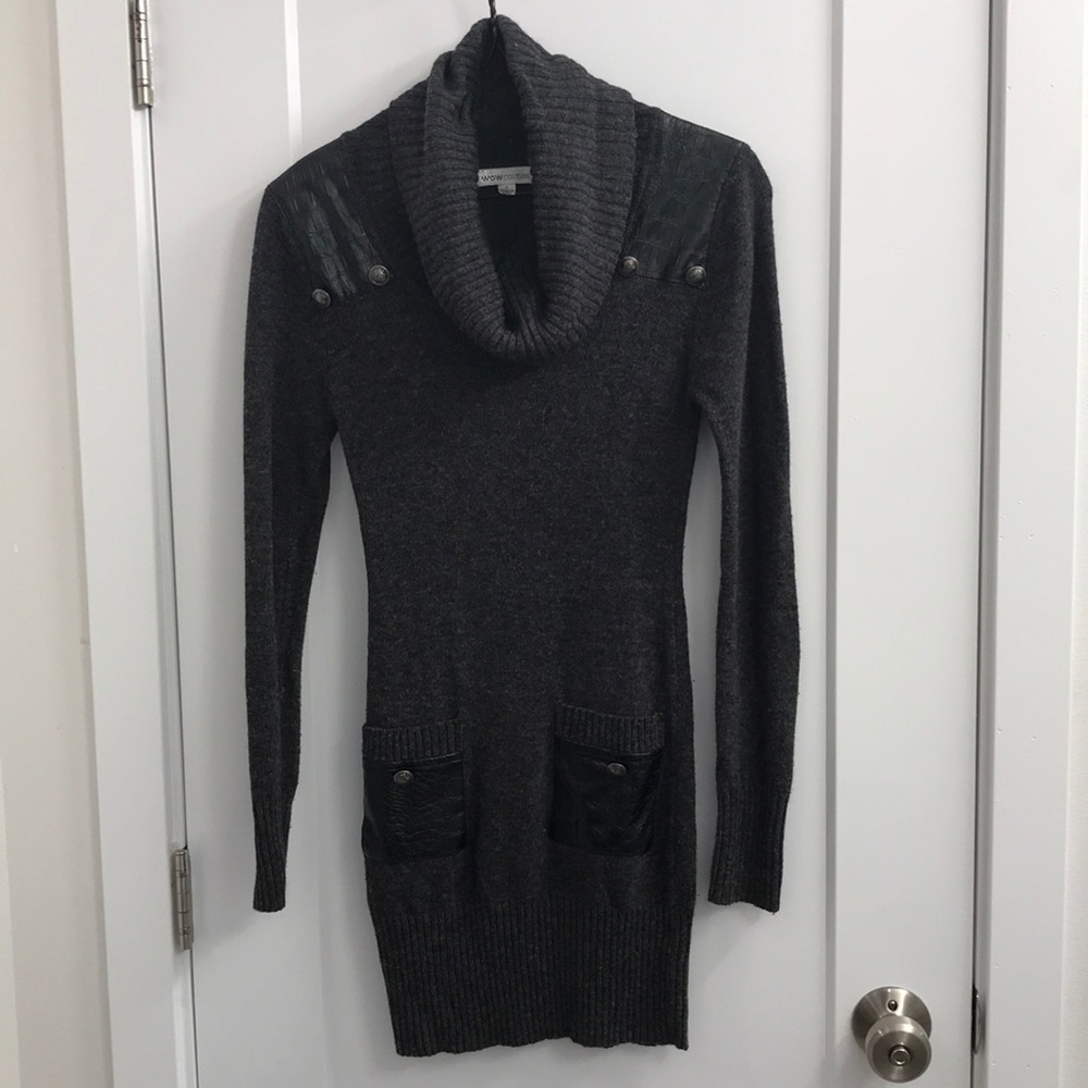 Cowl neck dress with detail buttons & pockets